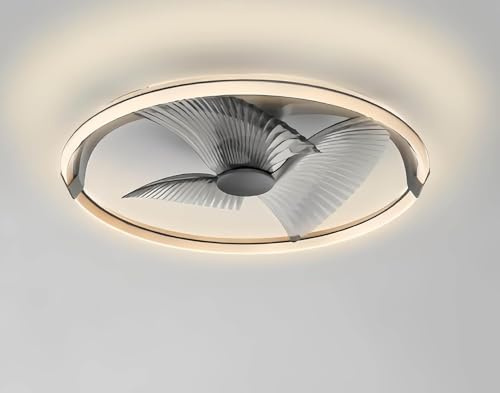 BKZO 73CM moderne LED-Deckenleuchte mit Ventilator, Deckenventilator mit Lampe, 6 Lüftungsgeschwindigkeiten, mühelose Lichtdimmung, für Wohnzimmer, Esszimmer, Schlafzimmer, Büro, 3000-5500 K