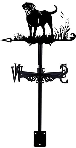 QXGJTLI Wetterfahne aus Metall mit Dackel-Motiv, Windrichtungsanzeiger mit Dachmontage, Bauernhof-Szene, Garten-Art-Deco-Zubehör mit Rostschutzbeschichtung