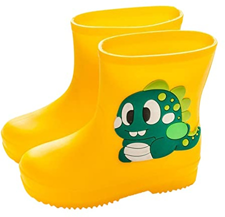 Stivali da Pioggia Classici per Bambini Scarpe da Acqua per Bambini in Gomma PVC Impermeabili Antipioggia Bambina Bambino (Giallo, 23)