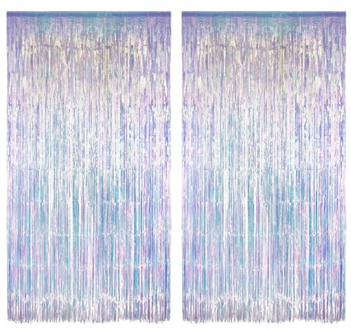 JOZMMZEOOA Lametta Vorhang,2 Stücke Party Glitzervorhang 1M x 2M Lametta Fransenvorhang Disco Deko Glitzer Vorhang Folien Fransen Hintergrund,für Hochzeit Geburtstagsfeier Weihnachten (Farbe)