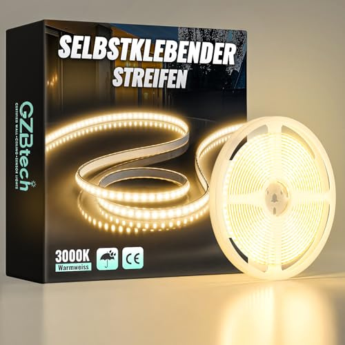 GZBtech Silikon LED Strip Light 5M, 230V 3000K Warmweiss LED Streifen Schrankbeleuchtung, kürzbar Selbstklebend Lichtband für Schlafzimmer Küchen Innen Außen Deko und Kommerzielle Nutzung, CE Listed