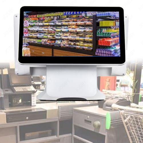 JOSBY Touchscreen-Registrierkasse, intelligente Registrierkasse mit Einer Auflösung von 1366 x 768, 15,6 Zoll + 13,3 Zoll PC-Kassensysteme mit Zwei Bildschirmen, N2930-CPU, 4 GB RAM und 64 GB SSD