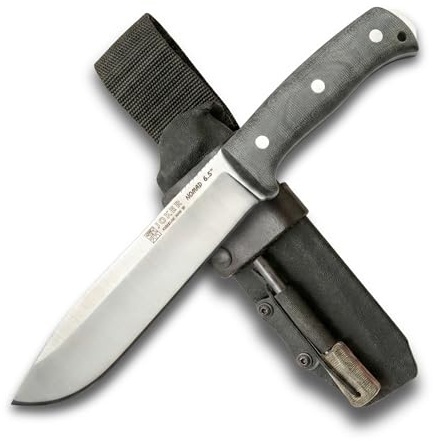 Joker Cuchillo de Supervivencia Nomad 6.5  CV137-F, mango Micarta Canvas, hoja de 16,5 cms, funda Kydex, incluye pedernal, Herramienta de pesca, caza, camping y senderismo.