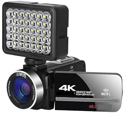 Registratore per videocamera Vlogging con videocam Videocamera professionale 4K Videocamera digitale for lo streaming Vlog Recorder 18X Time-Lapse Webcam Stabilizzatore(64G SD Card,NA-U800-LO)
