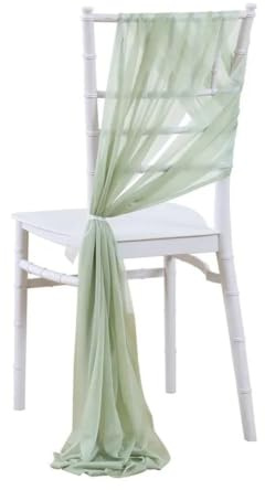 Tessuto in tulle, decorazione per sedia di nozze, fiocchi in chiffon, per matrimoni, feste, Natale, salvia verde, 1 pezzo