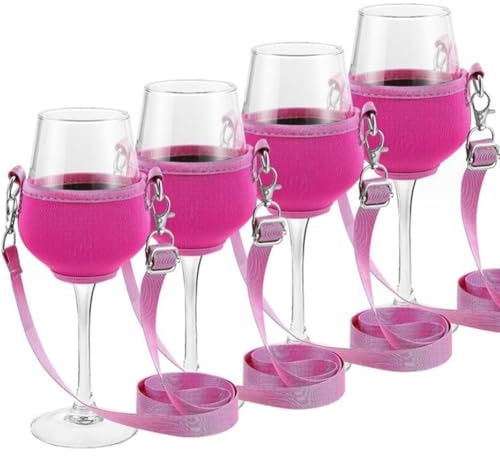 Qusedwey 4 STK. Tragbarer Weinglashalter-Gurt, Weinschlinge, Glashalter-Unterstützung, Umhängeband für Geburtstags-Cocktail-Tools C
