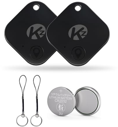KZO Air Tracker Tag Bluetooth Schlüsselfinder 2 Pack, iOS & Android APP, Telefonfinder, In der Nähe Finden, Lauter Klingelton, für Schlüssel/Brieftasche/Taschen, Kein GPS-Tracker, Schwarz