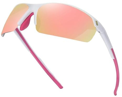 Wqafe Polarized Cycling Glasses,Safety Goggles UV400 Protection,Running Fishing Driving Hiking Ski Bike Glasses, Sports Sunglasses Outdoor for Men Women Youth (pink)