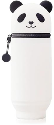 yolzhxe Kawaii Federmäppchen, 2-in-1 Panda Mäppchen aus Weichem Silikon, Panda Pencil Case mit Reißverschluss, Stand Up Silikon Federmäppchen, Tier Mäppchen Bleistifthalter für Jungen und Mädchen