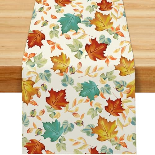 PITMT Runner Autunnale, 40x180 cm Addobbi Autunnali Runner Tavola Foglia D'acero Moderno, Centrotavola Autunnale Runner da Tavolo Autunno Decorazioni da Cucina per Interni Vacanze