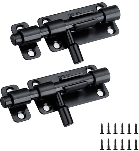 Zydiwo 2 Piezas Pestillo Deslizante Cerrojo Acero Inoxidable Cerrojo Deslizante Cerrojo de Seguridad Deslizante para Aseo Cabaña Dormitorio Baño (Negro-62mm)