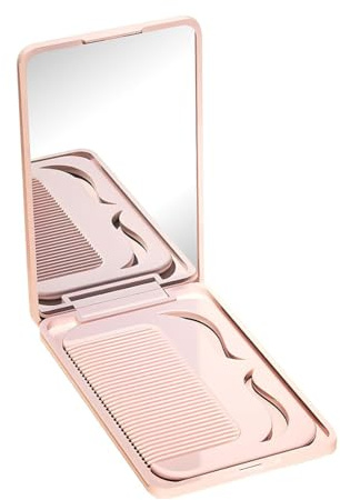KIRZAX Petit Miroir de Poche Carré Magnifique, Livré avec un peigne,Miroir de Maquillage Portable, Mini Miroir, Miroir de Voyage Pliable,Meilleurs Cadeaux pour garçons et Filles,10x6cm,Rose