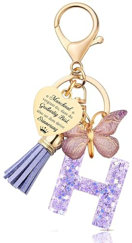 JANGYUHH Schlüsselanhänger Mädchen- Buchstabe Schlüssel–Anhänger Schmetterling–Schlüsselanhänger Personalisierte Geschenke Taschenanhänger Geschenk für Kinder,Frauen,Mädchen,Teenager