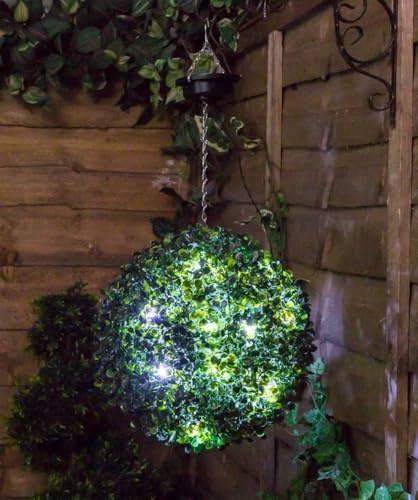 Primrose 28cm Solar Powered LED Hanging Artificial Topiary Ball with Lights The Little Buxus Ball