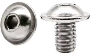 YINZHD 50/10/5pz M2 .5 M3 M4 M5 M6 M8 304 Acciaio inossidabile Esagonale Esagono incassato Allen Testa bombata rotonda con rondella Bullone Vite ISO7380.2(6mm,M2.5 50pcs)