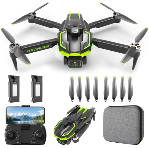 Drone con Telecamera 4K Pieghevole Drone con Motore Brushless, RC Quadcopter Telecomandati Droni per Principianti e Bambini/Adulti, Giocattoli Regalo per Ragazzo e Uomo (Black)