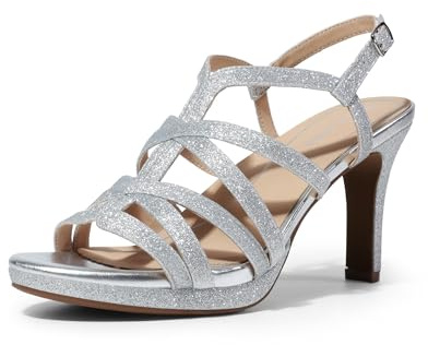 DREAM PAIRS Women's Strappy Stiletto High Heels | Sleek strappy design, TPU anti-slip outsole, 3.15 heel with 0.59 platform, 3mm foam padding