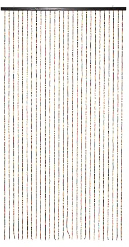 27 Strands Colorful Wooden Beaded Door Curtain - Handmade Boho Doorway Hanging, 90x175CM Beaded Room Divider, Fly Screen for Door, Decorative Privacy Entryway Curtain