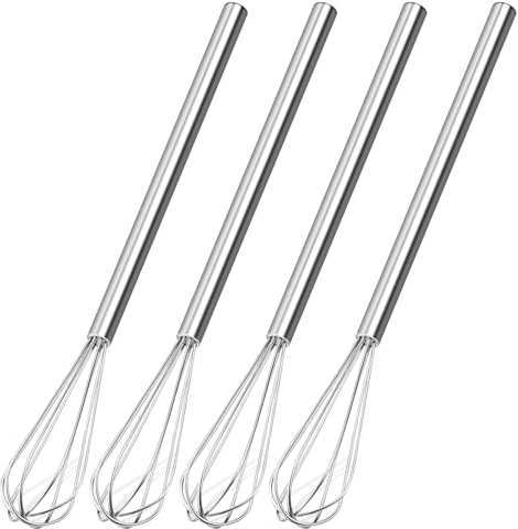 Ferizzia 4 Piezas Mini Batidor, 26 cm Batidor de Huevos en Espiral | Barillas Batir Manual para Mezclar, Revolver la Masa, Huevos, Espumar, Batir, Herramienta Cocina y Hogar