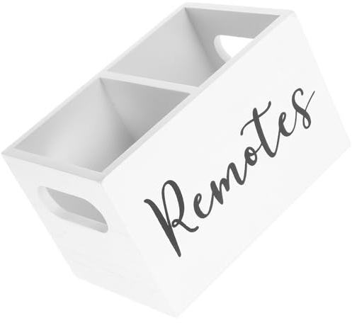 POPETPOP Caja Organizadora Multifuncional de Madera para Mandos a Distancia Compartimentos, Soporte para Oficina, Sala y Dormitorio