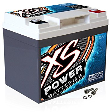 XS Power D975 2100 Amp AGM Battery with M6 Terminal Hardware - Group U1R 12 Volt 43Ah 604CA Deep Cycle AGM Powercell for Car Audio Systems and Performance Cars