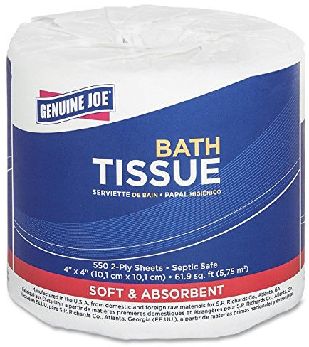 Genuine Joe Standard Bath Tissue, 4 x 4, 2-Ply, 550 Sheets/Roll, 80 Count