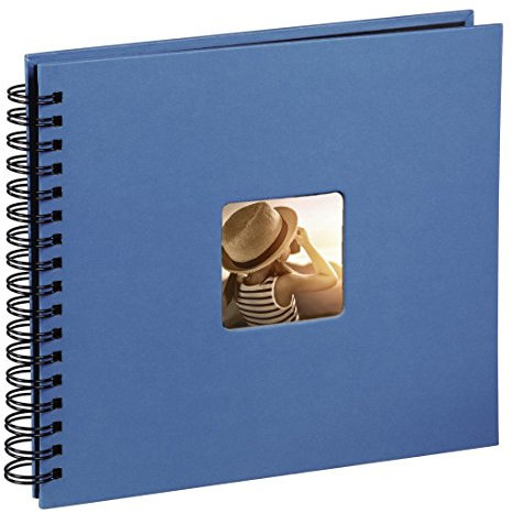 Hama Fotoalbum 28x24 cm (Spiral-Album mit 50 schwarzen Seiten, Fotobuch mit Pergamin-Trennblättern, Album zum Einkleben und Selbstgestalten) Azur-blau