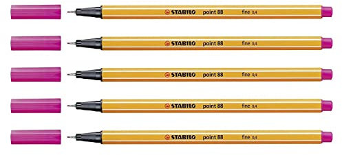 Stabilo Point 88 mit feiner Spitze (0,4 mm), Rosa, 5 Stück
