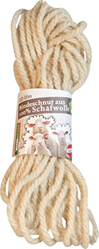 Windhager Schafwoll-Bindeschnur ÖKO, natürliche Schnur aus Wolle, Wollschnur, Gartenschnur, Dekoband, Bastel-Schnur, 10m, weiß, 06041