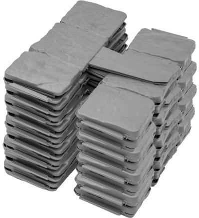 KCT 4 Pack Grey Stone Cobble Effect Garden Lawn Border Edging