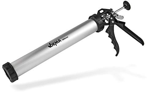 DEMA Alu Kartuschenpistole 380 mm, Kartuschenpresse, Silikonspritze bis 600 ml, Silikonpistole, Robust, Präzise, Profi-Handwerkzeug, Dichtmasse, Bau & Renovierung