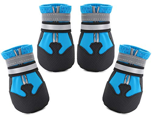 Dimicoo Water-Resistant Dog Boots for Medium Large Dogs,Non-Slip Dog Shoes for Winter Snow,Lightweight Paw Protector for Cold Pavement,Soft Dog Booties for Outdoor Walking Indoor Hardfloors