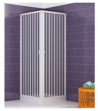 Box doccia in plastica PVC, dimensioni: 70 x 70 cm, altezza 170 cm, ingresso angolare, porta pieghevole per una grande apertura d'ingresso, colore: bianco