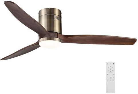wonderlamp - Ventilador de techo madera oscura con luz LED 15W Won, Silencioso, 3 temperaturas color, 6 velocidades, con Mando