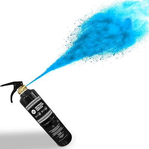 POLVO HOLI - Extintor Baby Shower con polvos de colores - 1kg de Polvo Holi - Revela el sexo del bebé de la forma más original (celeste)