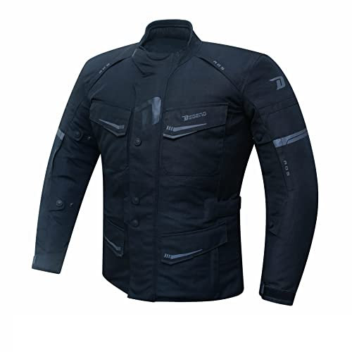 DEGEND TRAVEL MAN | Chaqueta Moto Hombre con Protecciones [ Hombros y Codos ] Impermeable Tipo Trail + Forro Invierno Extraíble - Homologado, Negro, XXL