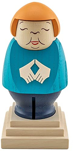 Seiffener Volkskunst | Räuchermännchen Erzgebirge | Politiker Sammlerstück Räucherfrau Bundeskanzlerin Angela Merkel 14 cm türkisfarbenen Blazer