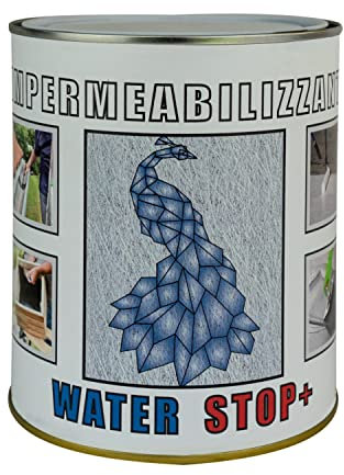 Water Stop Fiber, Membrana Liquida Elastica di Colore Bianco, Ideale per Impermeabilizzare Tutte le Superfici, Made in Italy, a Base d'Acqua - Formato 1 lt