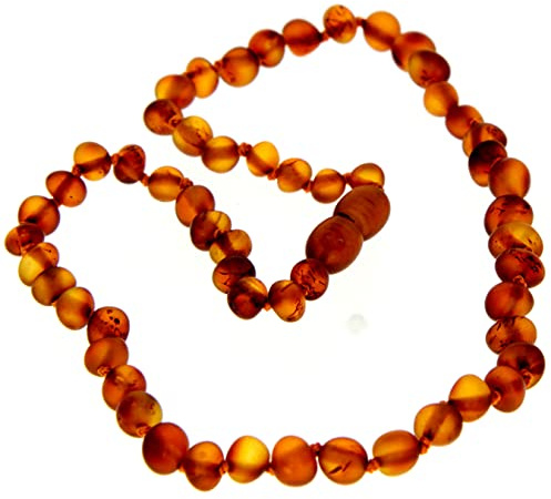 SilverAmber Jewellery - Collana in ambra baltica - Cognac - Grezza - Perle di ambra genuina al 100% - Massima qualità - Dimensione: 50 cm - NRAWCOG50