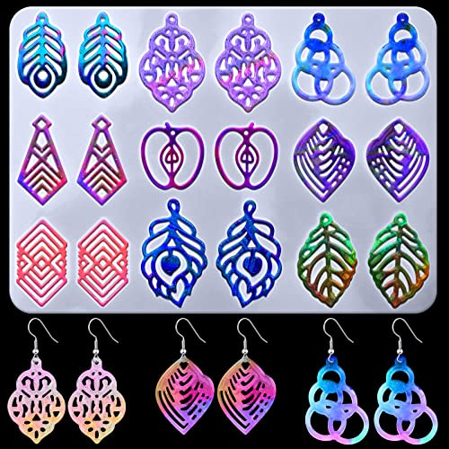 Yaomiao Moules de Boucles d'Oreilles en Résine et Silicone Formes Assorties Moules de Bijoux Cristal d'Artisanat Faits Main