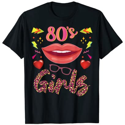 80er Jahre Mädchen Shirt Retro 80er 90er Mädchen Lippenstift Leopard T-Shirt