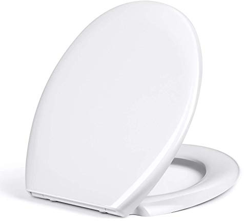 Abattant WC Standard Durable, Lunette Toilette avec Frein de Chute, Cuvette WC en UF, Siège de Toilette Fermeture en douceur, Forme O/Blanc