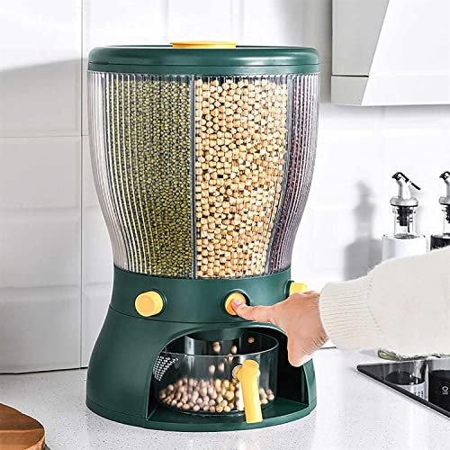 TMXKOOK Contenedor de Almacenamiento de Granos de Alimentos de 4 Rejillas, dispensador de arroz de Gran Capacidad, Cubo Sellado Giratorio, Caja de Fruta de Alimentos Secos