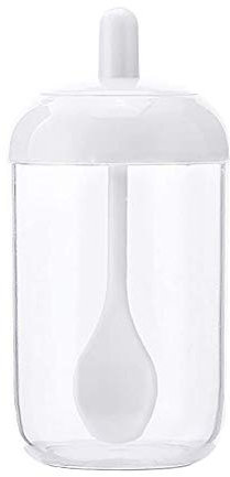 Cusstally Tarro de especias Bote de almacenamiento de especias portátil Juego de caja de condimentos de cocina con cuchara y tapas herméticas Frascos de especias elegantes Vinagrera (Color : Weiß)