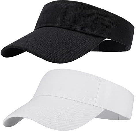 Firtink 2 Pcs Visor Hat Sports Sun Visor Women Ponytail Baseball Cap Empty Top Sun Hat Adjustable Washed Solid Hat for Golf Cycling Fishing Tennis Running Visor Hats for Men Women Black