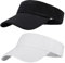 Firtink 2 Pcs Visor Hat Sports Sun Visor Women Ponytail Baseball Cap Empty Top Sun Hat Adjustable Washed Solid Hat for Golf Cycling Fishing Tennis Running Visor Hats for Men Women Black