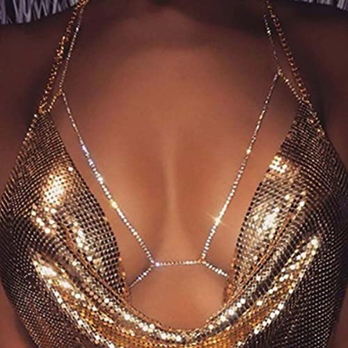 TseenYi Cadena de cuerpo de cristal Boho Rhinestone Bikini Plata Cz Cadena Nightclub Rave Party Joyería para Mujeres y Niñas
