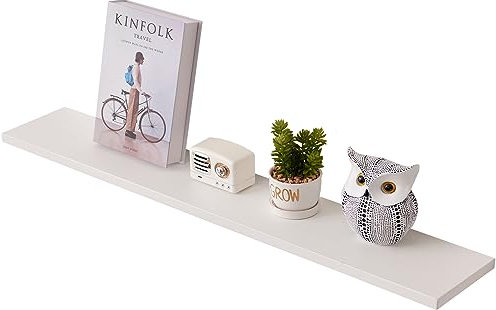 Gieanoo Floating Shelf, 90cm White Solid Oak Wood Wall Shelf Wall mounted Radiator shelf Display Shelf For Living Room, Kitchen, Bedroom