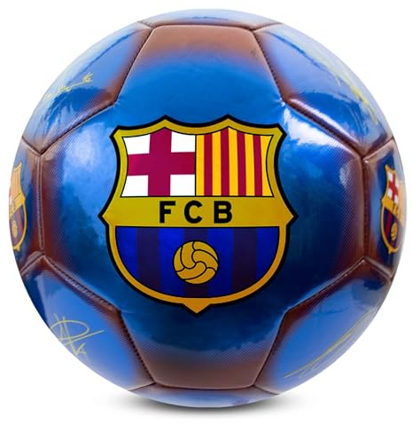 Hy-Pro Pallone da calcio con licenza ufficiale FC Barcelona Classic Signature | Metallic, taglia 5, Barca, allenamento, partita, merchandising, da collezione, per bambini e adulti, blu/rosso
