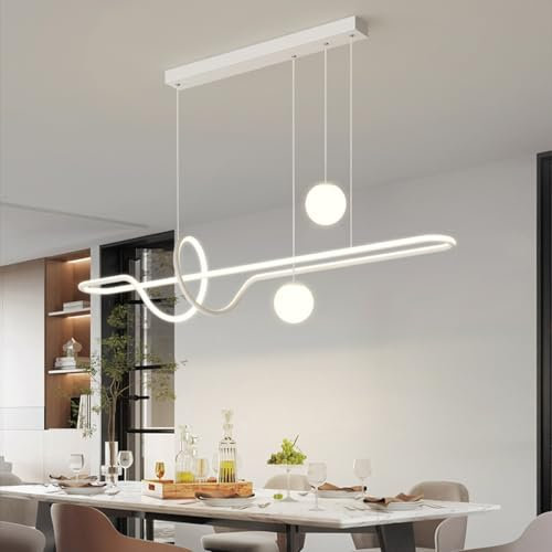Pendellampe LED Dimmbar Pendelleuchte Esstischlampe Weiß Insellampe Modern Esstisch Hängeleuchte Esszimmer Hängelampe mit Fernbedienung Chic Ring Design Büro Kronleuchter Küchen LED Wohnzimmer leuchte